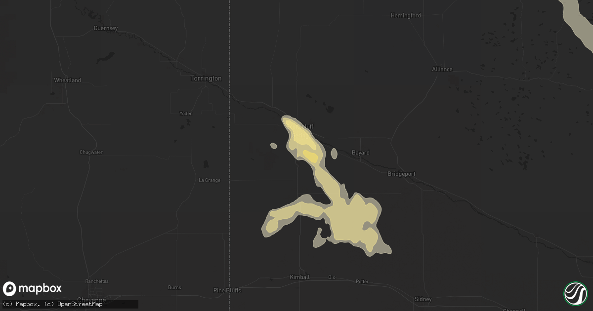 Hail map in Gering, NE on July 16, 2018