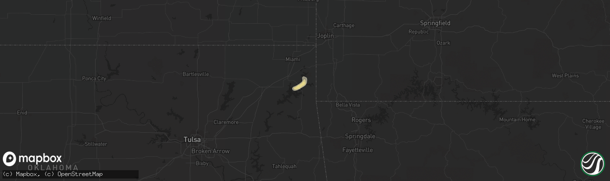 Hail map in Grove, OK on July 16, 2018