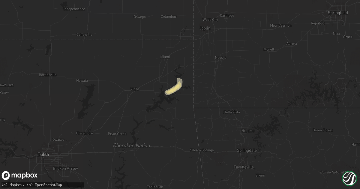 Hail map in Grove, OK on July 16, 2018