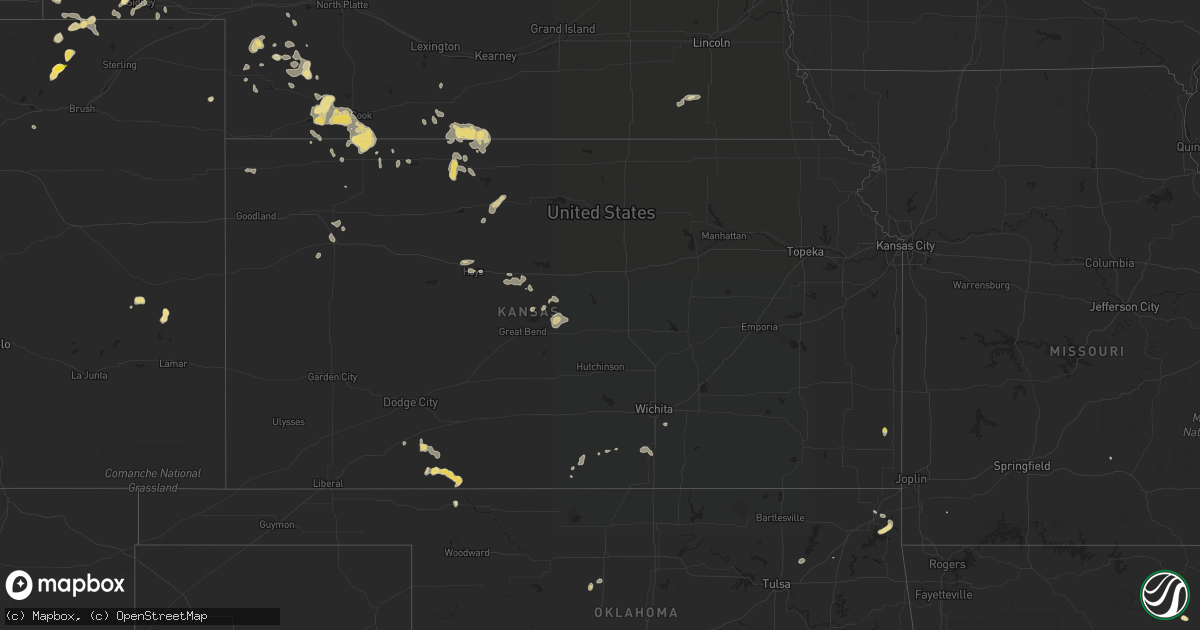 Hail map in Kansas on July 16, 2018