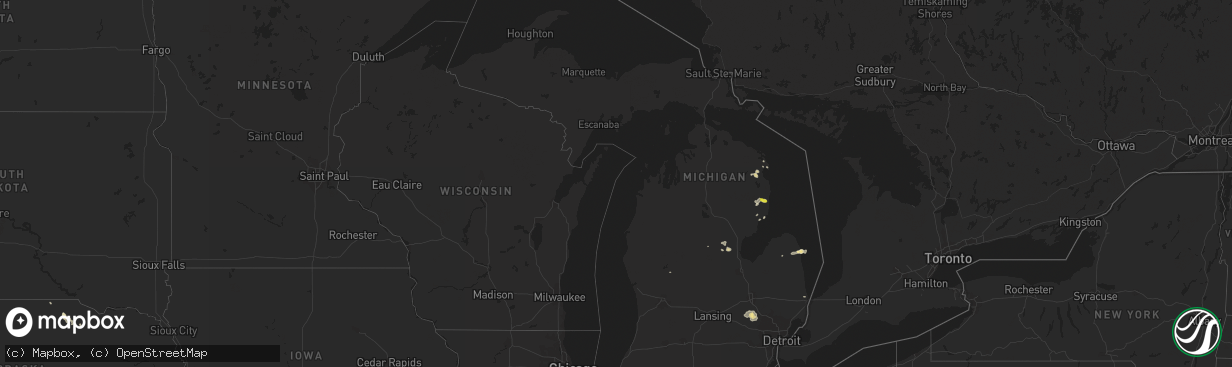 Hail map in Michigan on July 16, 2018