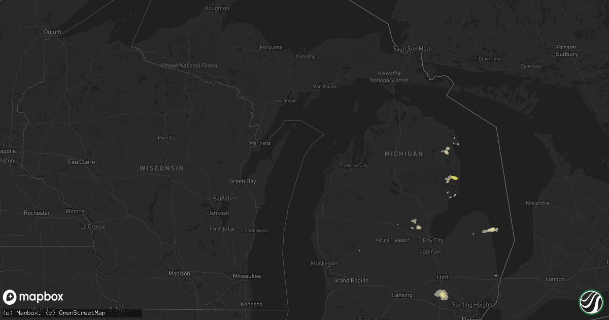 Hail map in Michigan on July 16, 2018