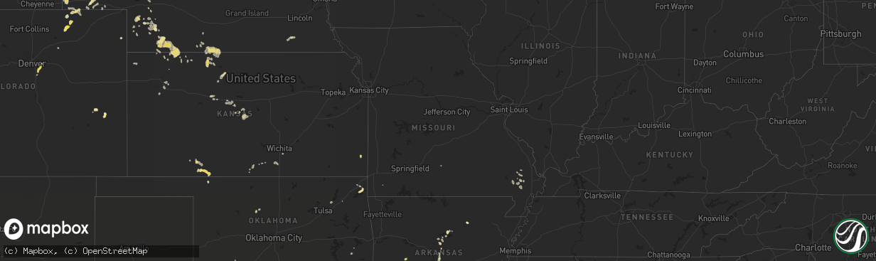 Hail map in Missouri on July 16, 2018