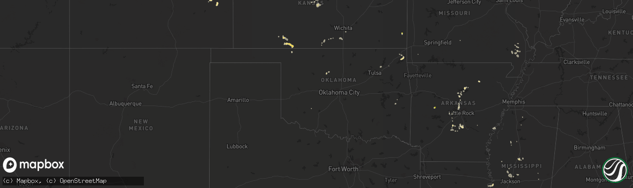 Hail map in Oklahoma on July 16, 2018