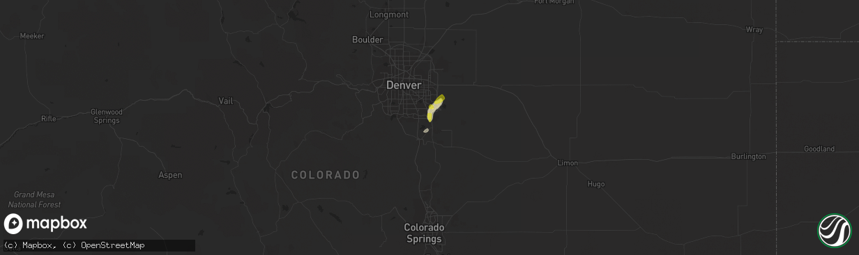 Hail map in Parker, CO on July 16, 2018