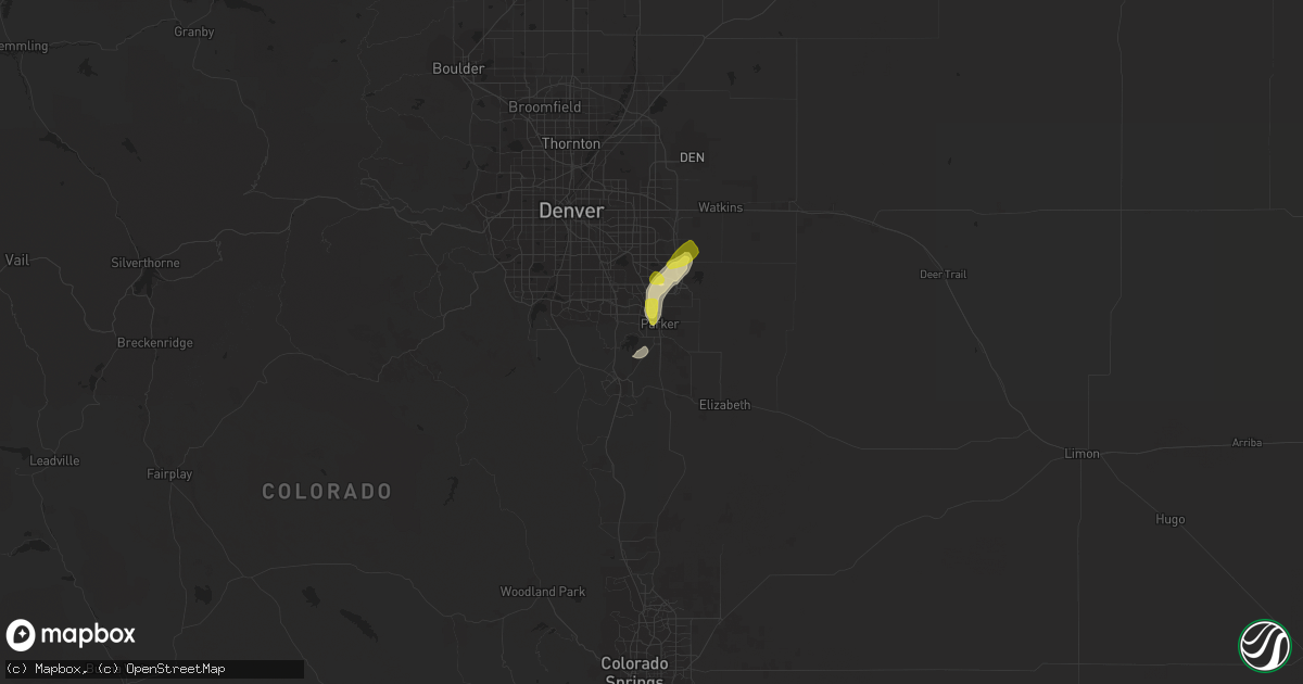 Hail map in Parker, CO on July 16, 2018