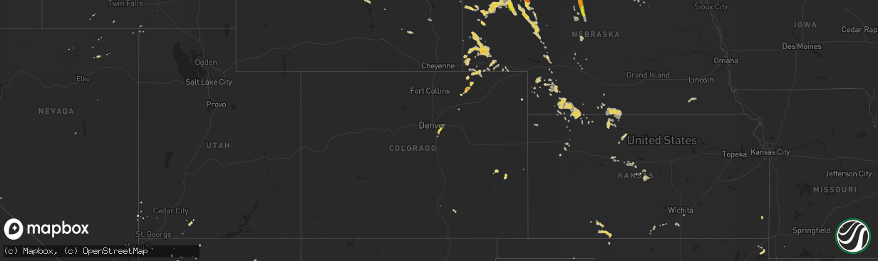 Hail map on July 16, 2018