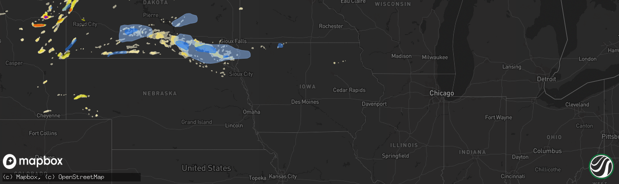 Hail map in Iowa on July 16, 2019