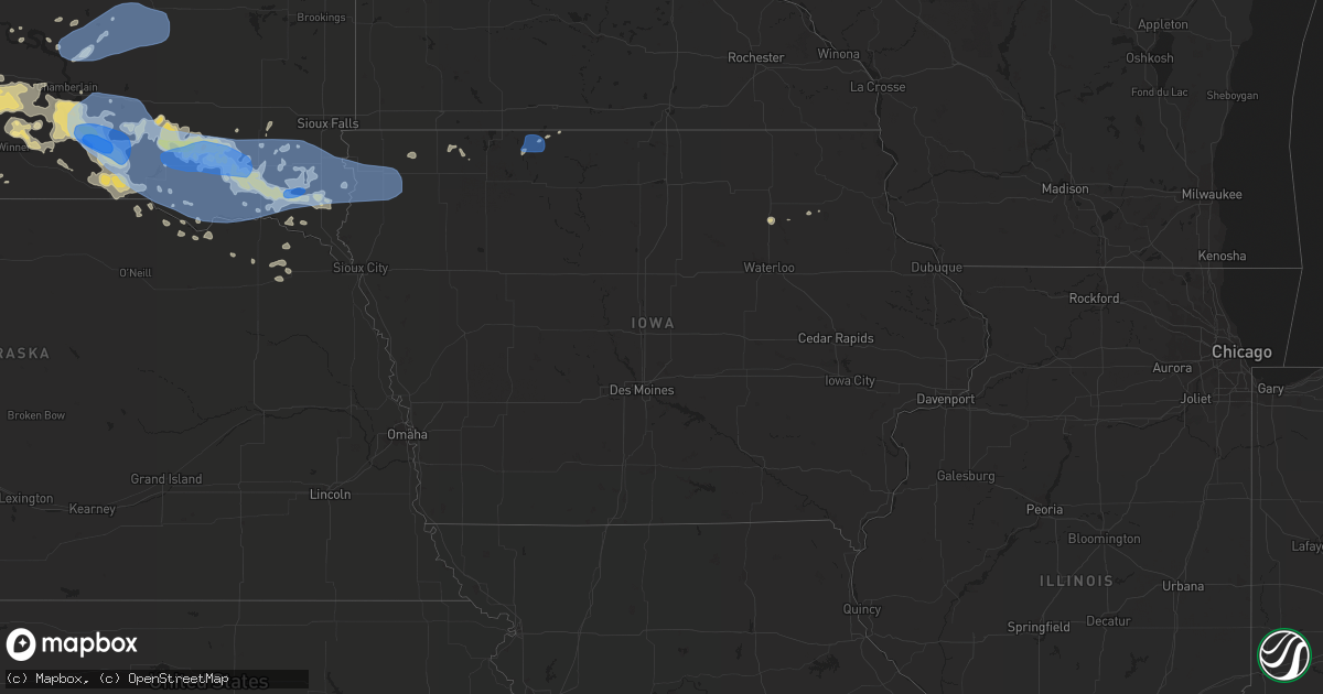 Hail map in Iowa on July 16, 2019