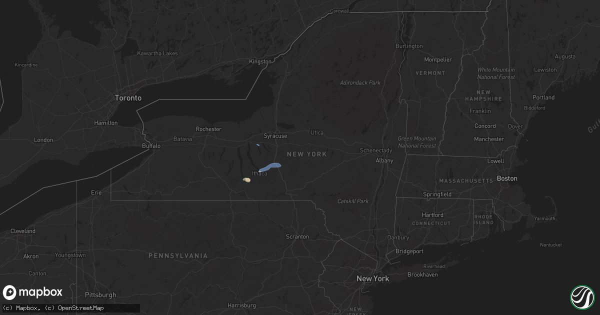 Hail map in New York on July 16, 2019