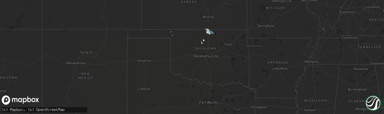 Hail map in Oklahoma on July 16, 2019