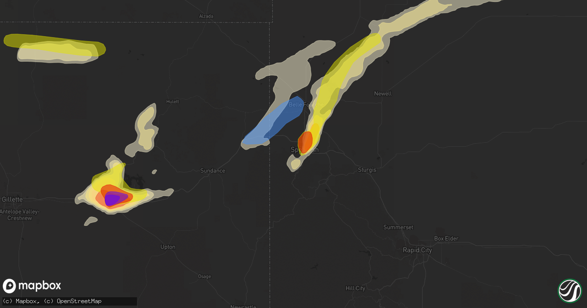 Hail map in Spearfish, SD on July 16, 2019