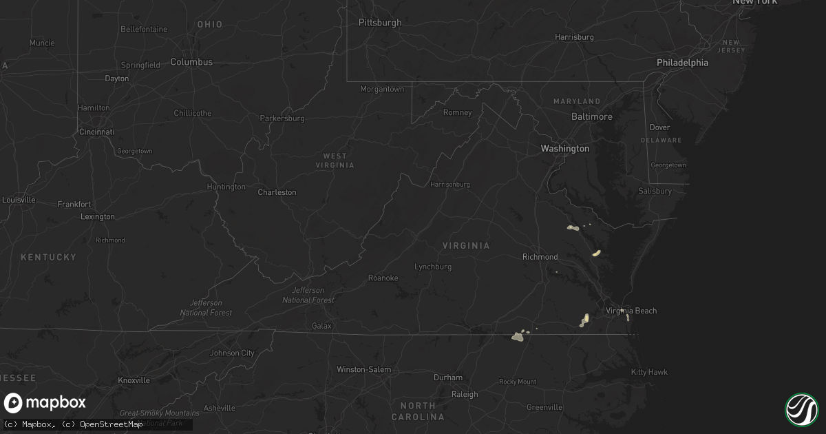 Hail map in Virginia on July 16, 2019