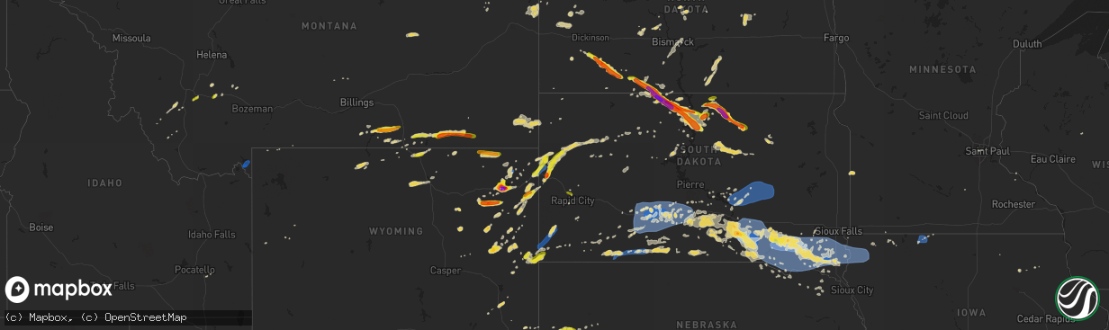 Hail map on July 16, 2019