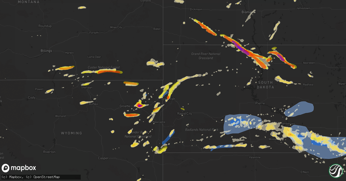 Hail map on July 16, 2019