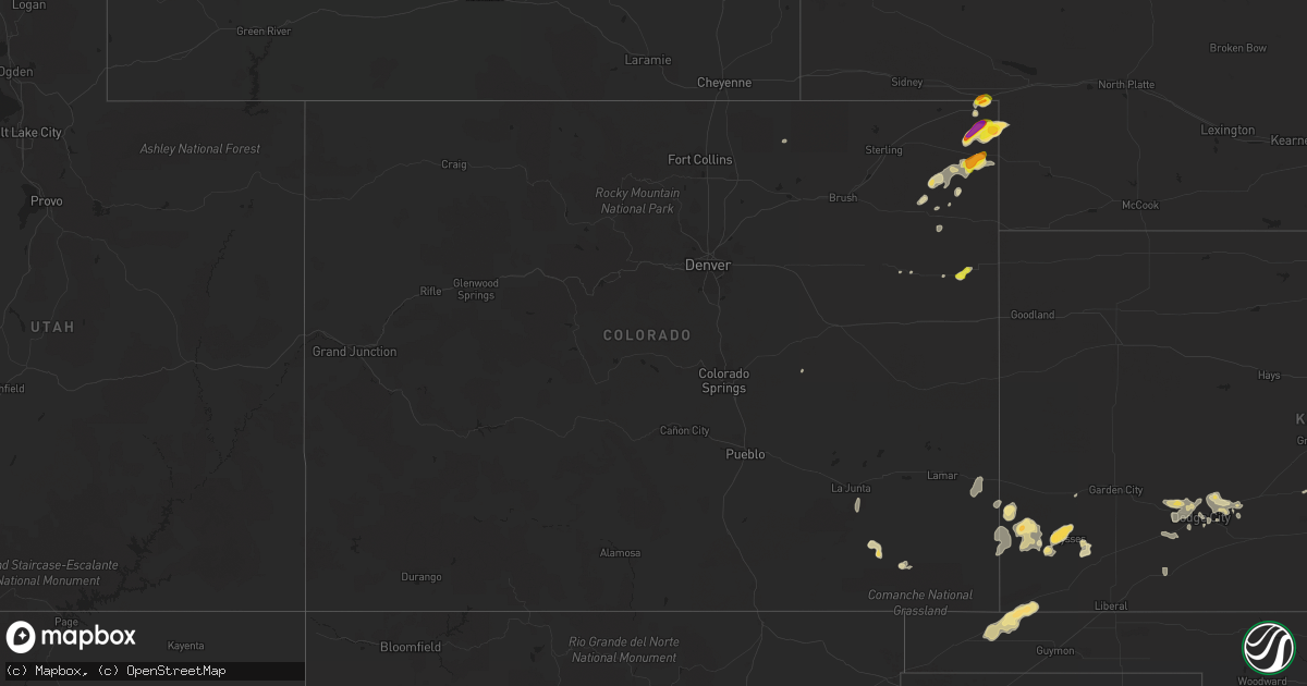 Hail map in Colorado on July 16, 2020