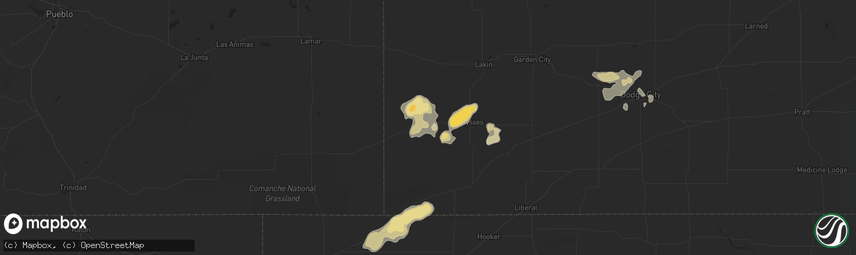 Hail map in Johnson, KS on July 16, 2020