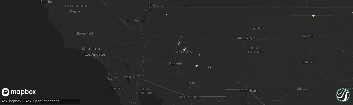 Hail map in Arizona on July 16, 2021