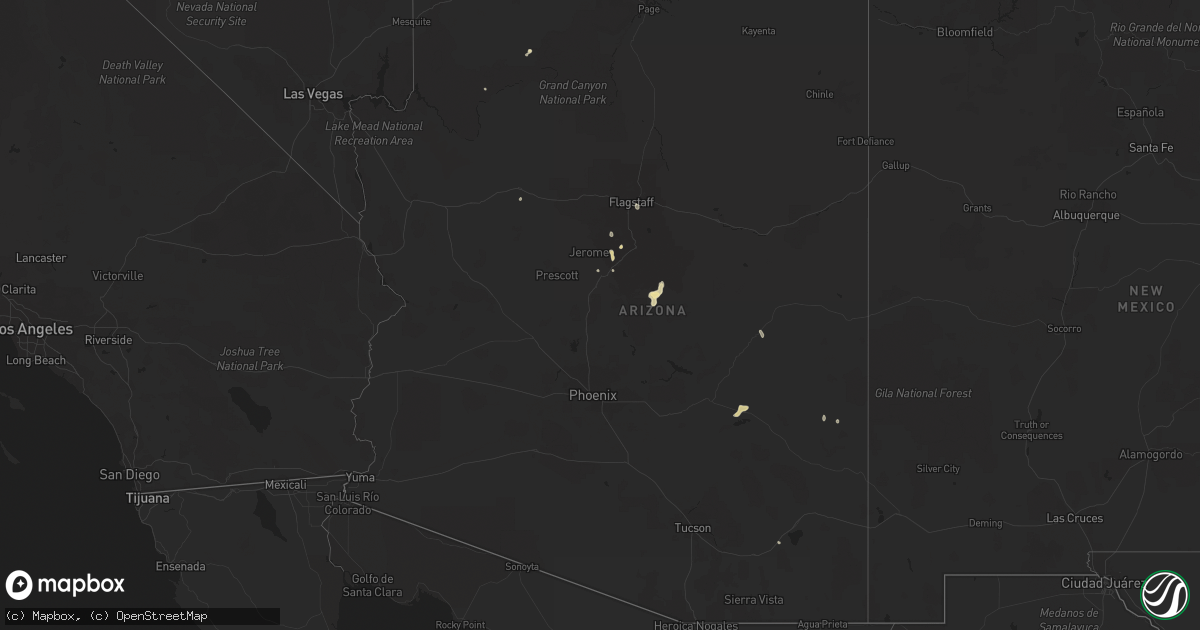 Hail map in Arizona on July 16, 2021
