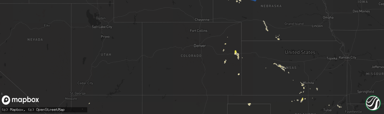Hail map in Colorado on July 16, 2021