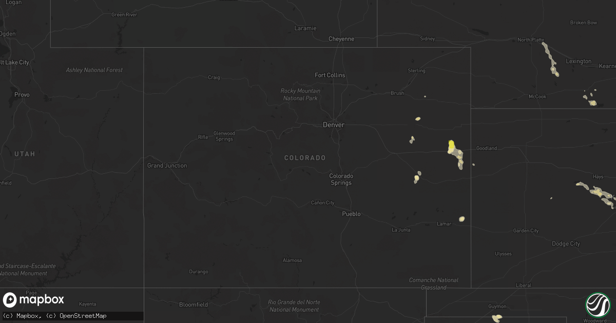 Hail map in Colorado on July 16, 2021