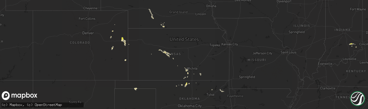 Hail map in Kansas on July 16, 2021