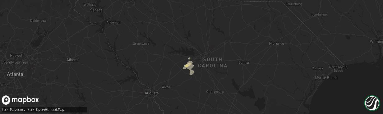 Hail map in Lexington, SC on July 16, 2021