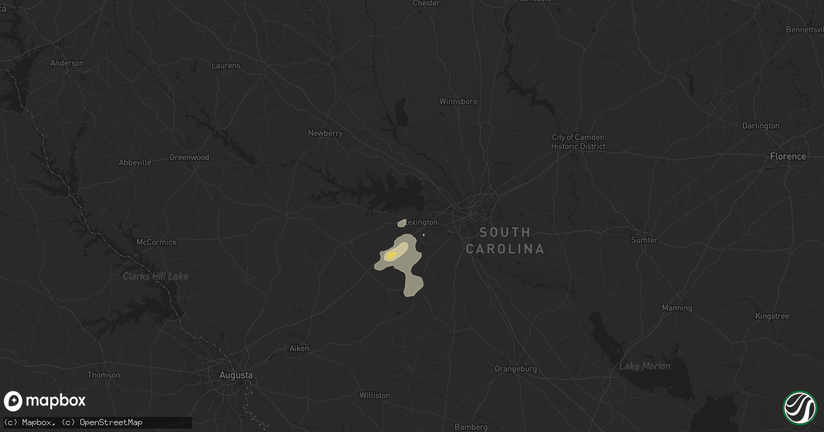 Hail map in Lexington, SC on July 16, 2021