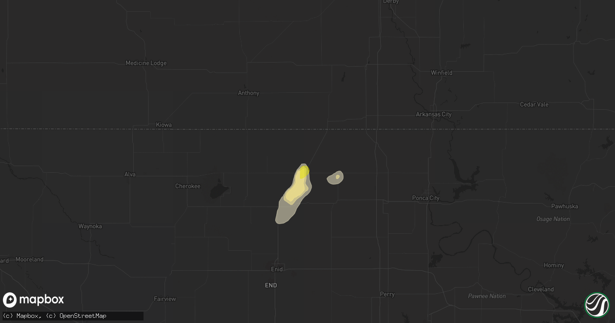 Hail map in Medford, OK on July 16, 2021