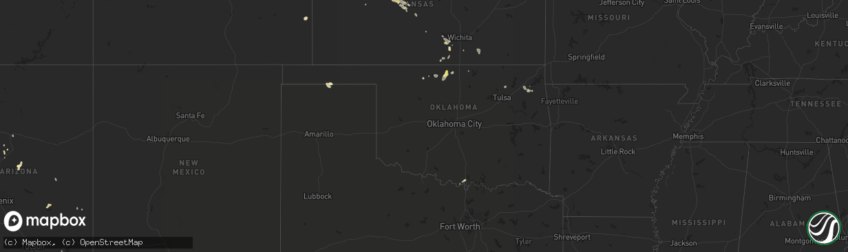 Hail map in Oklahoma on July 16, 2021