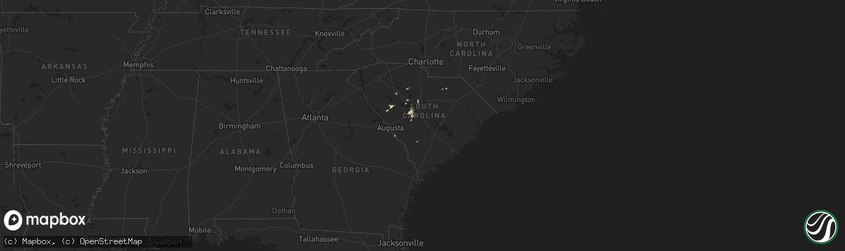 Hail map in South Carolina on July 16, 2021