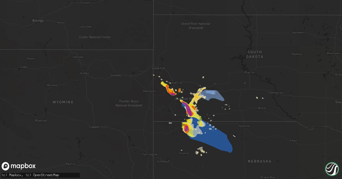 Hail map on July 16, 2021