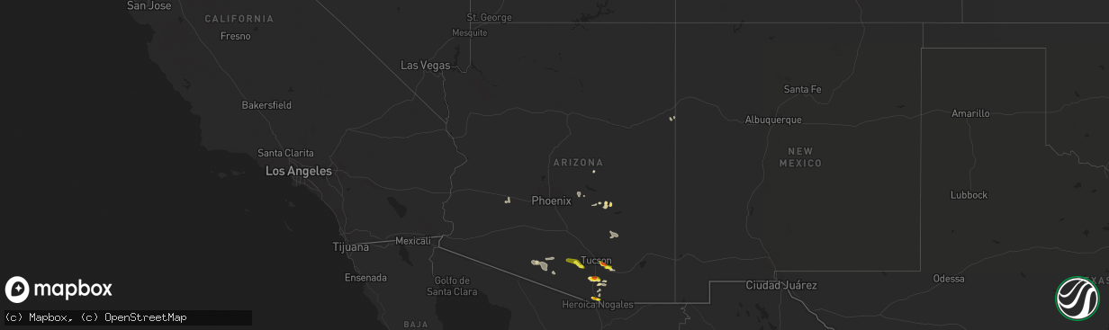 Hail map in Arizona on July 16, 2022