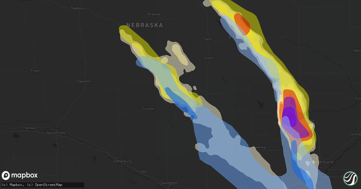 Hail map in Broken Bow, NE on July 16, 2022