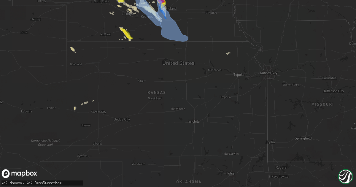 Hail map in Kansas on July 16, 2022