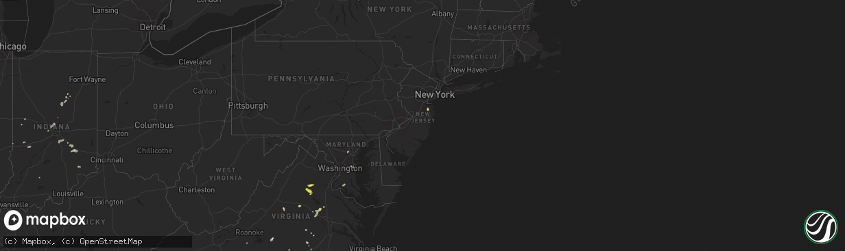 Hail map in New Jersey on July 16, 2022