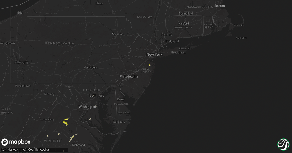 Hail map in New Jersey on July 16, 2022
