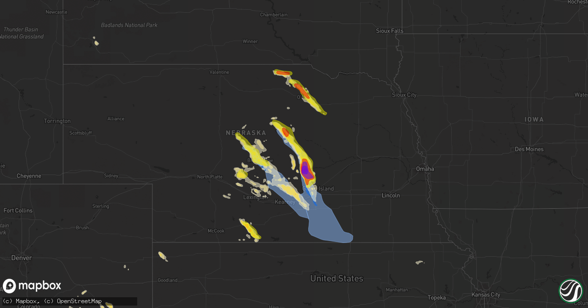 Hail map on July 16, 2022