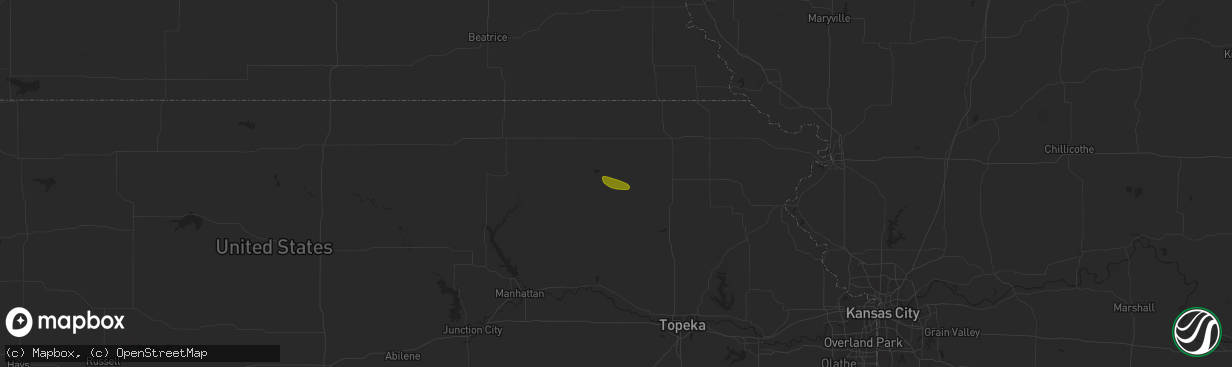 Hail map in Centralia, KS on July 16, 2023