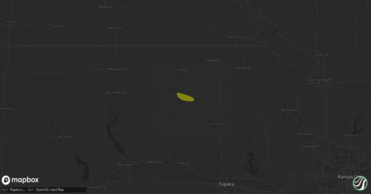 Hail map in Corning, KS on July 16, 2023