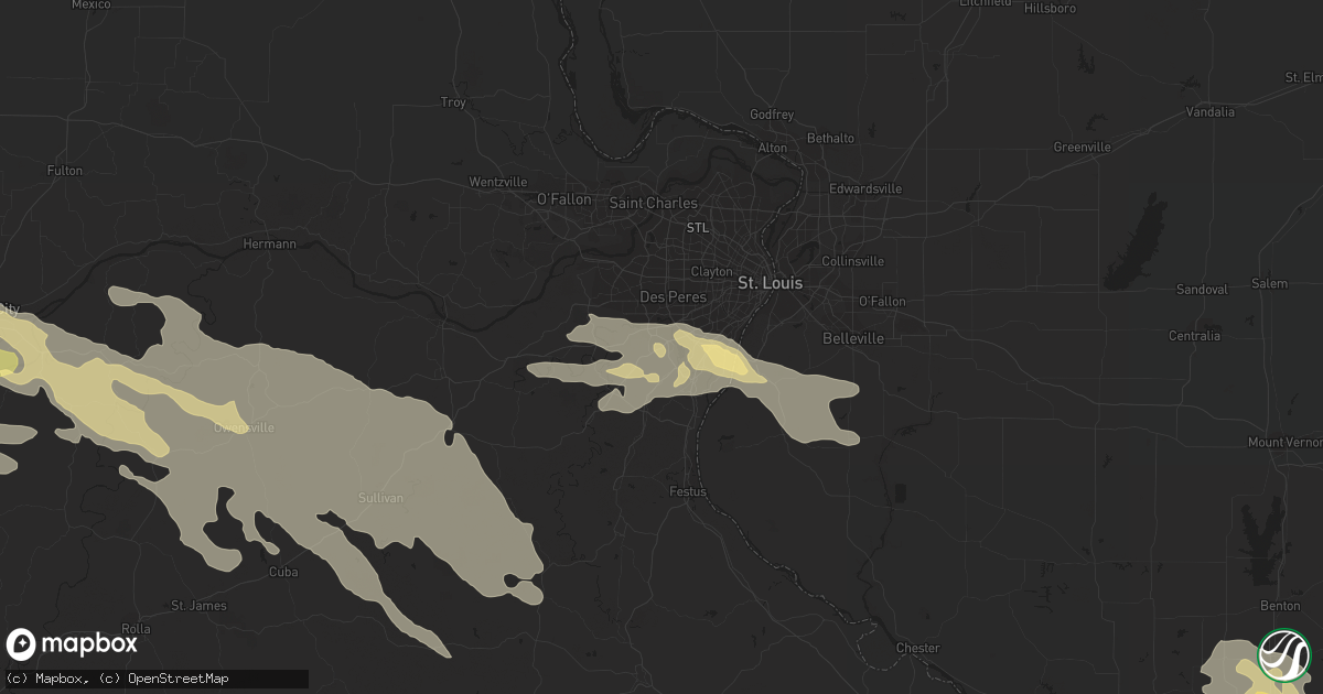 Hail map in Fenton, MO on July 16, 2023