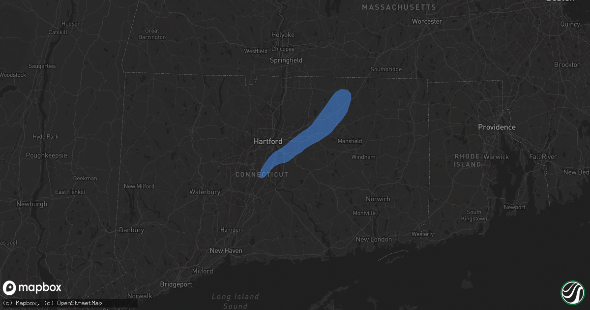 Hail map in Glastonbury, CT on July 16, 2023
