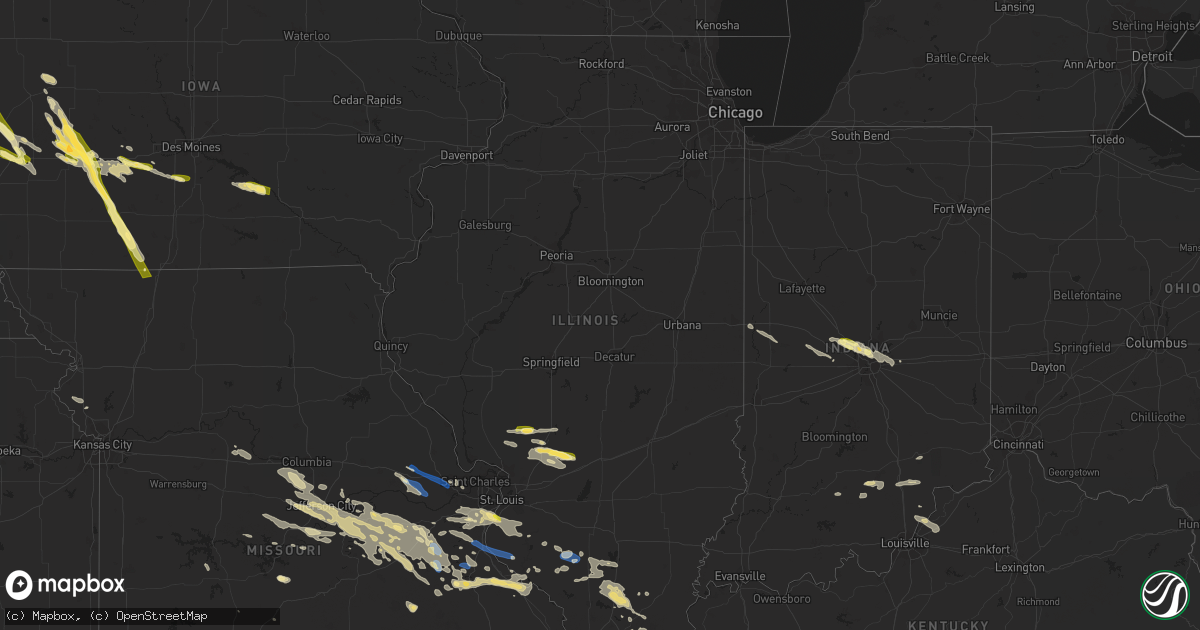 Hail map in Illinois on July 16, 2023