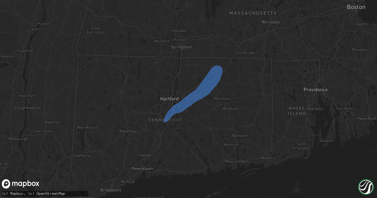 Hail map in Manchester, CT on July 16, 2023