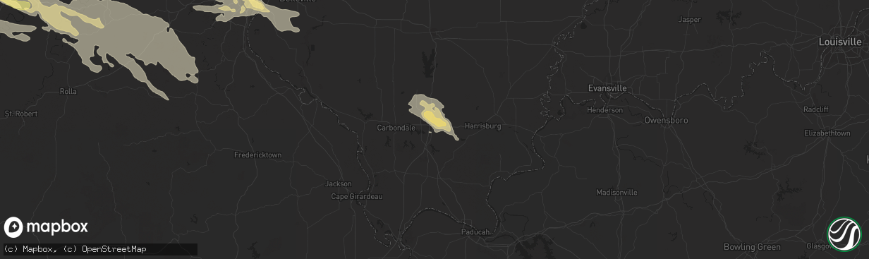 Hail map in Marion, IL on July 16, 2023