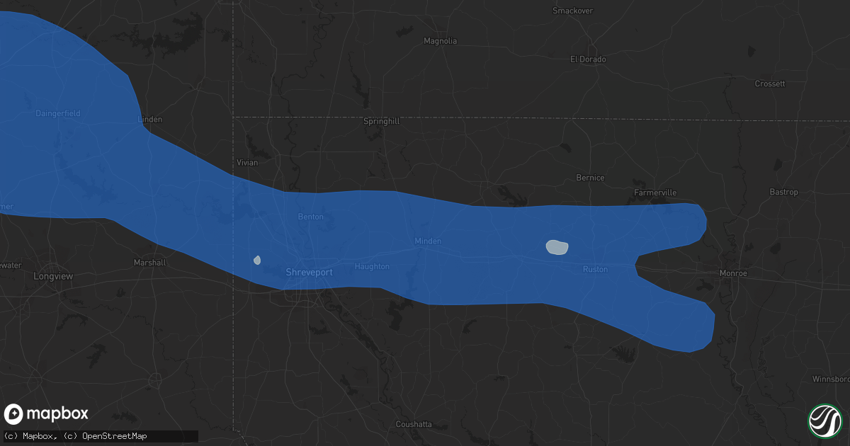 Hail map in Minden, LA on July 16, 2023