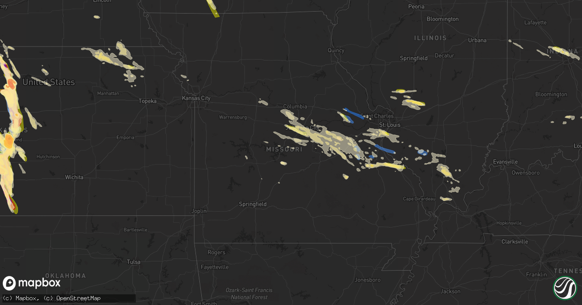 Hail map in Missouri on July 16, 2023