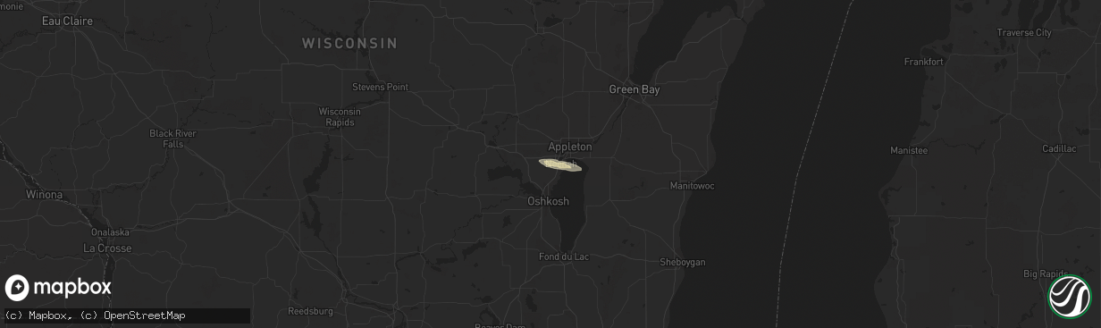 Hail map in Neenah, WI on July 16, 2023