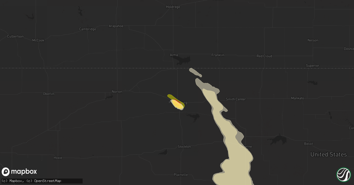 Hail map in Phillipsburg, KS on July 16, 2023