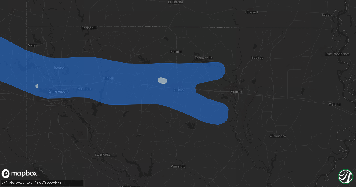 Hail map in Ruston, LA on July 16, 2023